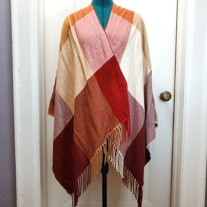 Siizu Poncho Wrap in Cranberry - NWOT